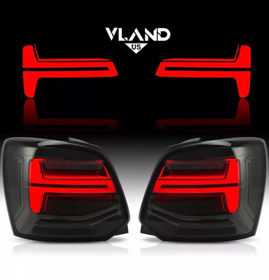 VLAND Pair LED Rear Lights for VW Polo 6R/6C 2011-2017 Tinted Taillights RHD