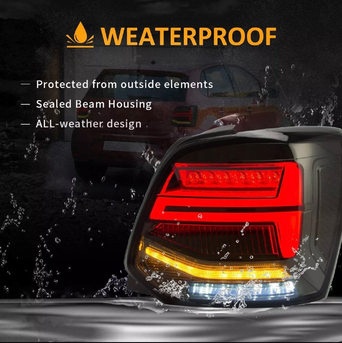 VLAND Pair LED Rear Lights for VW Polo 6R/6C 2011-2017 Tinted Taillights RHD