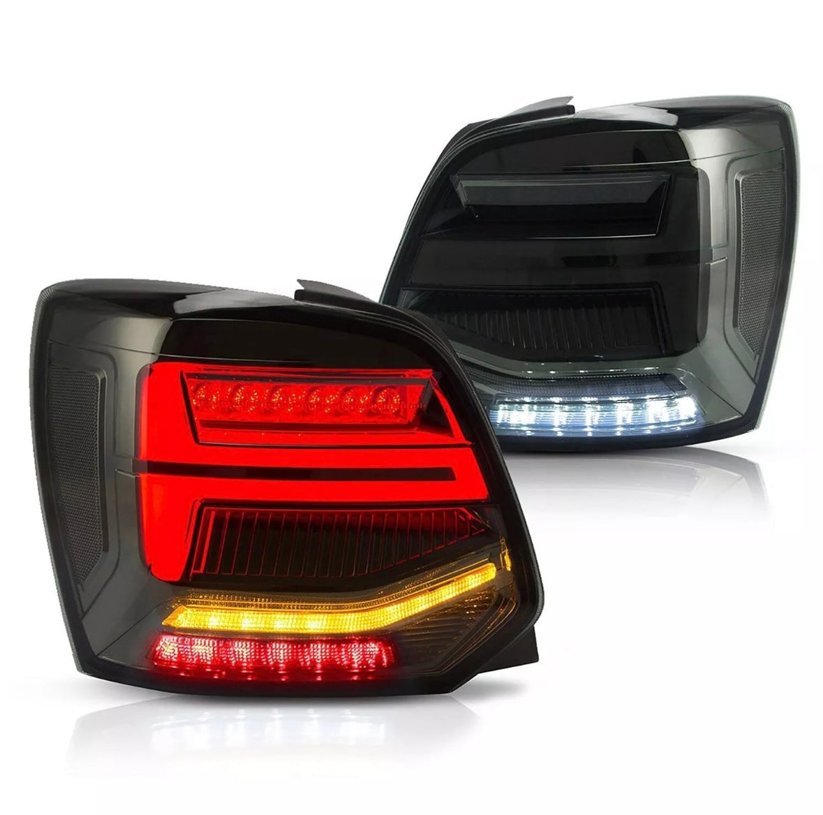 VLAND Pair LED Rear Lights for VW Polo 6R/6C 2011-2017 Tinted Taillights RHD